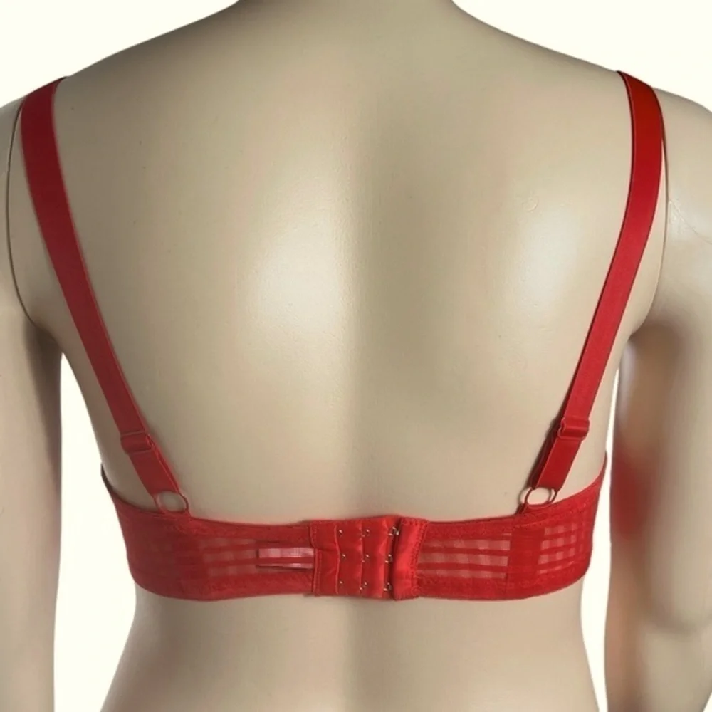 Youmita Lightly Padded Underwire Plus Size Balcony Bra Flame Red 42DD